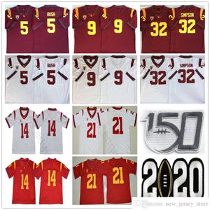 2020 NCAA USC Trojans College Football Wear 5 Reggie Bush 9 Kedon Slovis 21 Jackson 14 Sam Darnold 32 OJ Simpson 43 Troy Polamalu 55 Junior Seau Jerseys