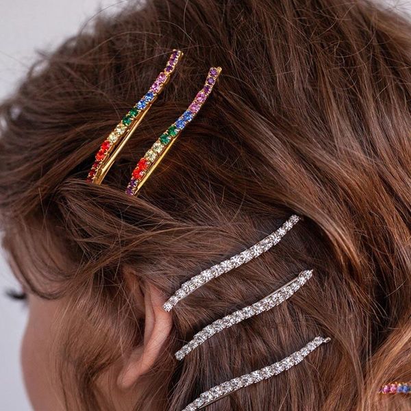 2020 Nouveau 1 paire Vintage coloré brillant strass femmes ondulées épingle à cheveux de mariage épingle à cheveux diamant cheveux bijoux accessoires en gros à vendre