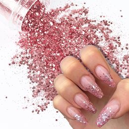 Poudre à paillettes laser en bouteille de 10ml, or rose, violet clair, paillettes pour ongles, patch, matériel de bijoux, nouveauté 2020