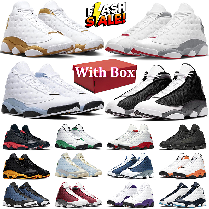 With Box Mens Basketball Shoes 13 13s Blue Grey Black Flint Wheat Wolf Grey Lucky Green Court Purple sports sneakers