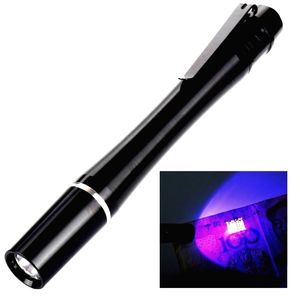 2020 nouveau 1 LED forte lampe de poche UV stylo en forme de lampe de poche violette 395nm violet torches ultraviolettes détecteur stylo lampe