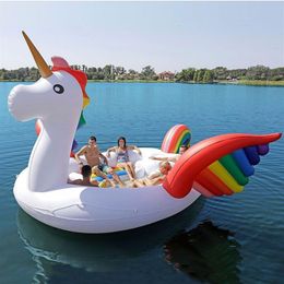 2020 Nieuwe 6-8 Persoon Enorme Flamingo Zwembad Float Giant Opblaasbare Eenhoorn Zwembad Eiland Voor Pool Party drijvende Boat225J