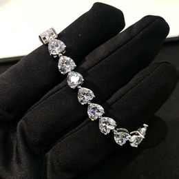 2020 Nieuwe 925 Zilveren Hoge Carbon Diamant Volledige Diamanten Armband Simulatie 7*7 Mm Rij Diamanten Ketting Metalen hip Hop