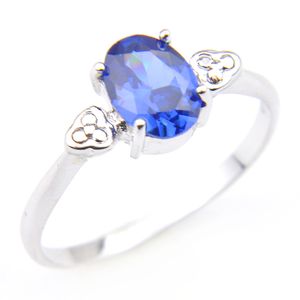 2020 NIEUWE 925 Silver Zirkoon Ringen LuckyShien Ovaal Zwitsers Blauw Topaz Gems Stone Rings Engagement Bruiloft voor Vrouw Gratis Verzending