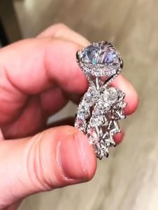 2020 Nieuwe Collectie Ins Best Verkopende Vintage Sieraden Paar Ringen 925 Sterling Zilver Peer Geslepen Witte Topaas CZ Diamant Vrouwen bruiloft Br5105088