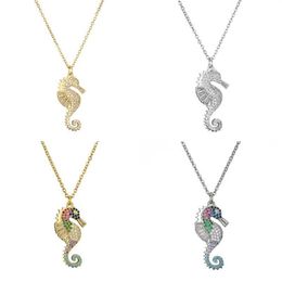2020 Nieuwe Collectie Lucky Ketting CZ Steen Kleurrijke Zeepaardje Hanger Ketting Voor Vrouwen Mannen Drop Gift Jewelry193H