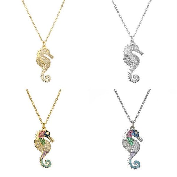 Collier porte-bonheur en pierre CZ, pendentif hippocampe coloré, pour femmes et hommes, cadeau de goutte, bijoux 211G, nouvelle collection 2020