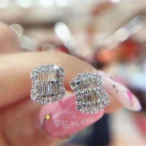 2020 Nieuwe aankomst Luxe sieraden Sparkling 925 Sterling Silver Princess Cut White Topaz CZ Diamond Gemstones Popular Women Stud EAR8953598