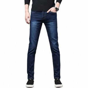 2020 Nouveauté Jeans Denim pour hommes Pantalon droit pleine longueur avec haute élasticité Pantalon Slim Homme Fi Taille moyenne Jeans hommes 59RT #