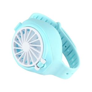 2020 Nueva llegada Mini ventilador de reloj portátil Reloj de dibujos animados en forma de bolsillo plegable Ventilador recargable USB con cómoda correa para la muñeca de alta calidad