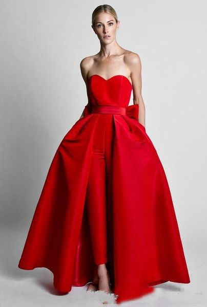 Sexy New Red Black Prom Dresses Sweetheart Open Back con trajes de arco Tren desmontable Tallas grandes Vestidos de fiesta de Oriente Medio Vestidos de noche