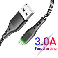 C￢bles Micro USB Type-C LED Trait￩ 3A Charge rapide pour Samsung Galaxy Charger Android Mobile