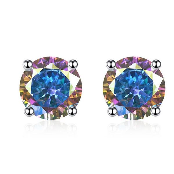 2020 Nouvelle Arrivée Sweet 5 Style Femmes Bijoux De Mode 925 Sterling Silver Coloré 5A Cubique Zircon Partie Simple Belle Stud Boucle D'oreille Cadeau