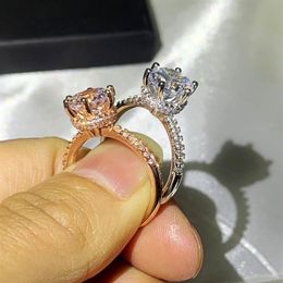 2020 Nouvelle arrivée Victoria Luxury Jewelry 925 Sterling Silverrose Gold Fill Round Cut Topaz CZ Diamond Gemstones Women Wedding CRO256V