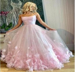 2020 nieuwkomers roze tule a line sweet 16 jurken bloemen quinceanera jurken goedkoop formele feestjurken Long Vestido de novia7503014