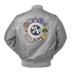 2020 New Automne Apollo Thin SPACE SHUTTLE MISSION Thin Bomber Hiphop US Air Force Pilot Flight College Veste pour hommes LJ201013