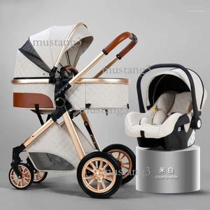 2020 Nouveau bébé Poussette High Paysage 3 en 1 Landau de luxe Poussette Berceau Porte-bébé Kinderwagen Car1