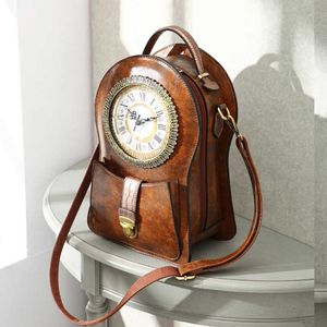 2020 Nieuwe Rugzak Dames Tas Creative Clock Bag Retro Schouder Messenger Pakket No. 5 Batterij Can Loop Lady Handtas Q0528