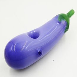 Nieuwe grote aubergine glazen handbuizen komkommer rookpijpaccessoires mooie tabak brander dab rig bong 14 cm lengte