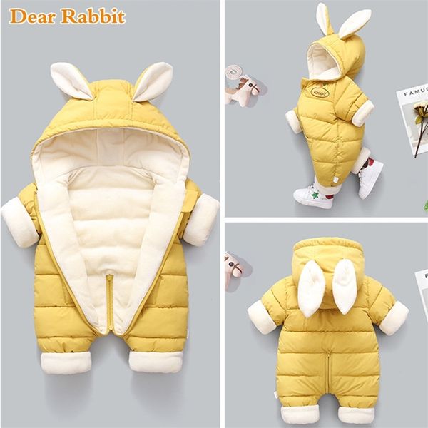 2020 Nouveau-né Mode Hiver Épaissir Enfants Snowsuit Coton Rembourré Bébé Fille Vêtements Garçon Plus Velours Mignon Combinaisons Body LJ201023