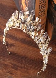 2020 Nouvelle coiffure nuptiale baroque Gold Tiara Bride Princess Tiara Robe Accessoires Couronne Accessoires 3424399