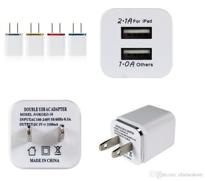 2020 nouveau chargeur 2.1A métal double chargeur USB prise américaine 2.1A adaptateur secteur chargeur mural prise 2 ports pour tablette samsung galaxy note etc.