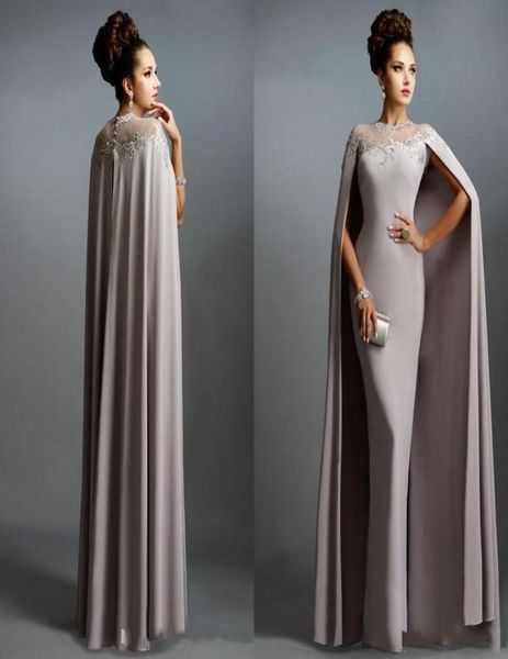 2020 nouvelles robes de soirée longues sirène bon marché avec cape illusion cou dentelle mère de la mariée robes longues robes de bal de soirée formelles 3853946