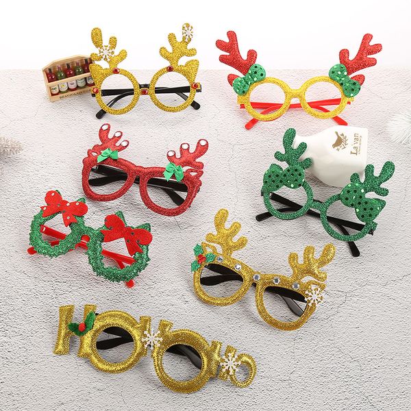 2020 Nouvelles décorations de Noël jouets pour enfants Ornements de Noël Cadeaux Fête Jouets pour enfants Père Noël Cadre de lunettes rougeoyantes