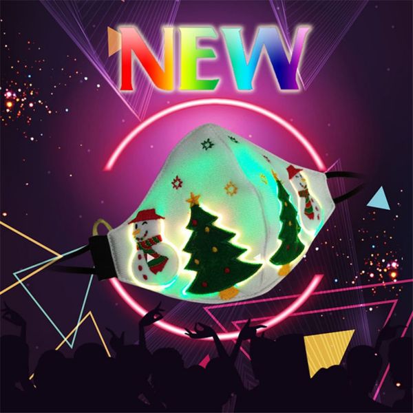 2020 NOUVEAU Noël Glowing Mask 7 changements de couleur LED Light Up Mask Fête de Noël KTV Club Festival DIY Party Dress Up Mask Props