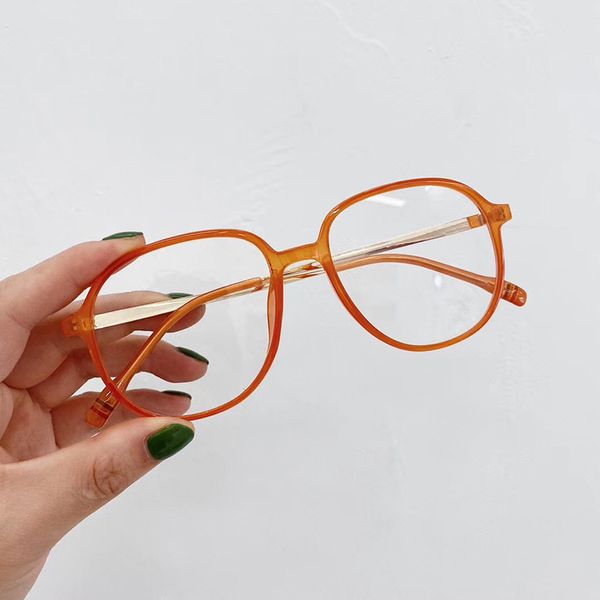2021Nouveau design classique mode lunettes cadre couleurs pures TR90 lunettes optiques avec de grandes lentilles claires et des jambes en métal en gros