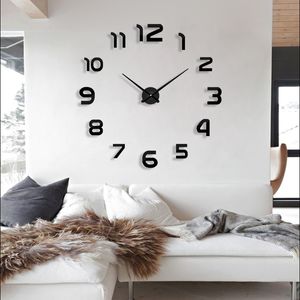 2020 nouvelle horloge montre horloges murales horloge 3D bricolage miroir acrylique autocollants décoration de la maison salon aiguille à quartz livraison gratuite Y200109