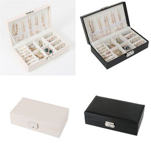Nouvelle couleur belle boîte à bijoux en cuir PU valise boîte boucles d'oreilles collier boîte de rangement