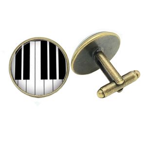 2020 nouveau costume tout match créatif Instrument de musique Piano Note verre Cabochon breloque boutons de manchette hommes cadeau boutons de manchette bijoux