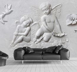 2020 nuevo papel pintado personalizado 3D en relieve pequeño ángel volando paloma TV Fondo sala de estar dormitorio papeles tapiz decoración del hogar Murals1705742