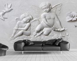 2020 Nuevo fondo de pantalla personalizado 3D Angel pequeño Angel Flying Pigeon TV Fondo de la sala de estar Bedroom Papeles de pared del hogar Murals7652119