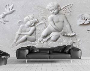 2020 Nouveau fond d'écran personnalisé 3d Little angel Flying Flying Pigeon TV Background salon chambre murale Papiers à la maison Muraux 7652119