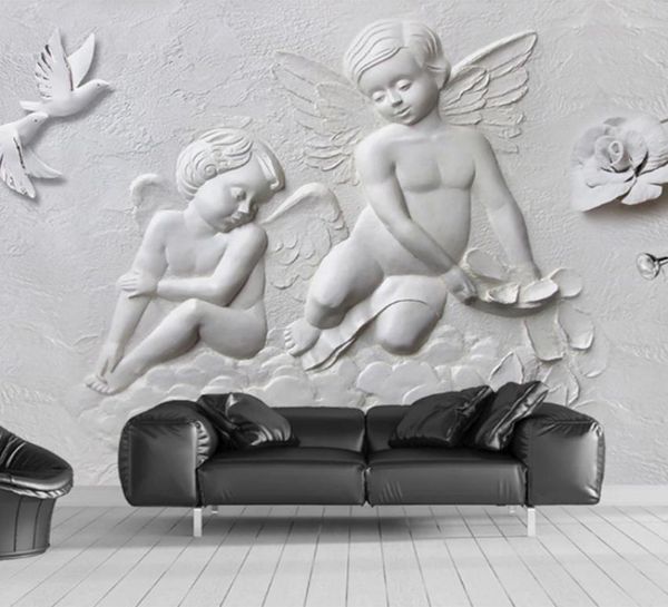 2020 Nuevo fondo de pantalla personalizado 3D Angel pequeño Angel Flying Pigeon TV Bondazing Sala de estar Bedroje de la pared Decoración del hogar Murales6605483