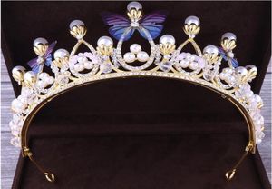 2020 Nuevo diseño barato Bling Bling Set Coronas Mariposa Perlas Cristal Accesorios de joyería nupcial Tiaras de boda Tocados Hair3933672