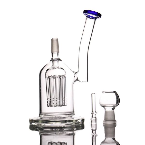 Nuevo diseño Bong de vidrio pipas de agua de ocho brazos percolador tubería de agua gruesa con cúpula de clavo de 14 mm