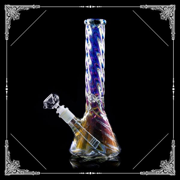 Nuevo diseño Holographic Rainbow Glass Bongs Unique Whorl Water Pipe Beaker Bong 12.5 pulgadas dab rig Smoking Pipe al por mayor