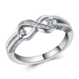 2020 Nieuwe Ontwerp Hot Koop Mode Legering Crystal Rings Zilver Kleur Infinity Ring Statement Sieraden Groothandel voor vrouwen