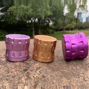 2020 Nouveau Design Métal Multi Couleur Tambour 63MM 4 Couches 173Gram Moulin Fumer Outil Grinder Herb Grinder Rectifieuse Sec Broyeur D'herbes OEM