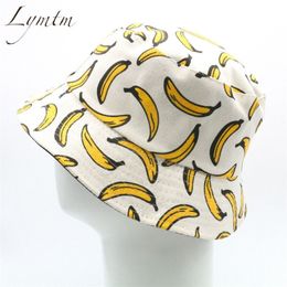 2020 Nuevo diseño Mujeres Banana Impresión 3D Sombrero de cubo Verano Hombres Hip Hop Gorra de pescador Hombres Panamá Pesca Playa Sunbonnet Streetwear322N