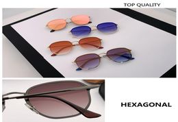 2020 Nouveau designer Men039s Wowen Flash Mirror Hexagon Sunglasses Sunient Sun Sungle Goggle UV400 Sunglass Femelle Gafas 5701034