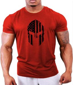 2020 Nouveaux designers T-shirts pour hommes Bodybuilding Men S Clothing Spartan American Flag Gym Training Top5995638