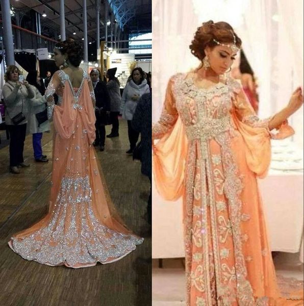 2020 nuevo elegante Kaftan Abaya árabe vestidos de noche con cuentas apliques de lentejuelas gasa vestidos formales largos Dubai musulmán vestidos de graduación