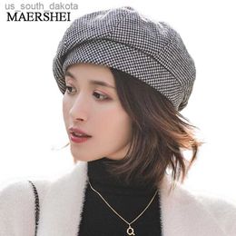 2020 nouveau élégant femmes Plaid béret pour la mode hiver femme coton laine chapeaux casquette automne flambant neuf femmes peintre chapeau L230523