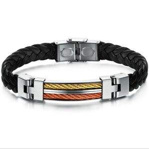 Nueva pulsera de moda, joyería informal, regalo de encanto masculino natural, venta al por mayor, color a juego, costura de colores, pulsera de cuero para hombre a la moda