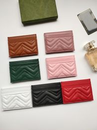 Nueva moda Titulares de tarjetas caviar mujer mini billetera Diseñador colores puros cuero genuino Textura de guijarros de lujo Carteras negras con cajas