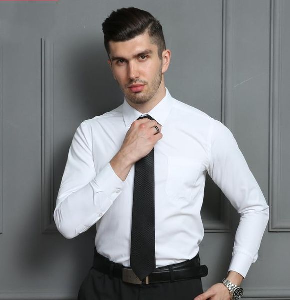 2020 Nuevo diseñador de moda Men039s Camisa de vestir clásica de alta calidad de color sólido Slim Fit Camisa de traje de novio de boda romántica para M8341606